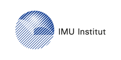Logo des IMU Instituts ein blauer Kreis mit weißen Linien