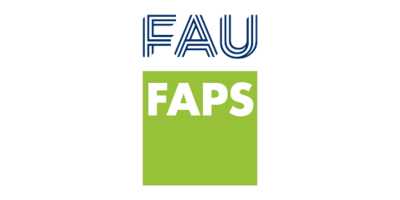 Logo der Friedrich-Alexander-Universität (kurz FAU) und des Lehrstuhl Fertigungsautomatisierung und Produktionssystematik (kurz FAPS) sind die beiden Kurzschreibweisen übereinander gestellt. 